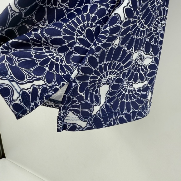 Katherine Way Top Women Small Blue White V Neck 3/4 Sleeve Swim Resort Stretch - Picture 5 of 11